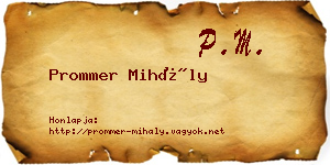 Prommer Mihály névjegykártya